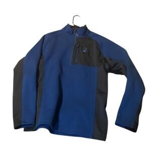 Spyder Men's Half Zip Sweater Gait Knit Pullover Jacket Blue Black Size Large